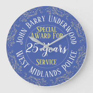 UK Police Long Service Award with Years Served Large Clock
