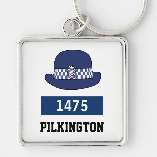 UK Police WPC Hat - Add Number & Name Key Ring (Front)