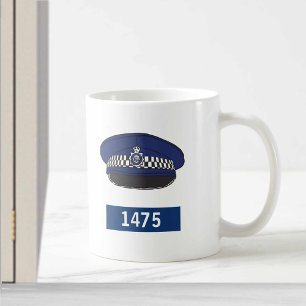 UK Policeman with Flat Cap - Add Badge Number Coffee Mug