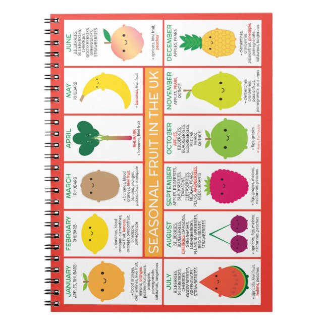 UK Seasonal Fruits Chart Notebook (Front)