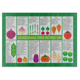 UK Seasonal Vegetables Chart Cutting Board