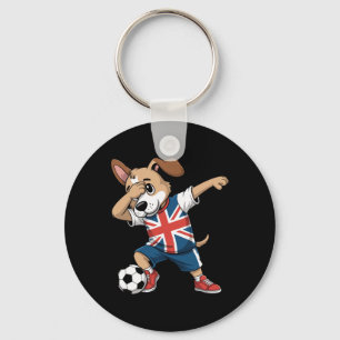 Uk Soccer Dabbing Dog Union Jack Key Ring