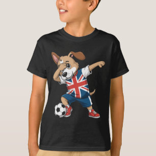 Uk Soccer Dabbing Dog Union Jack  T-Shirt