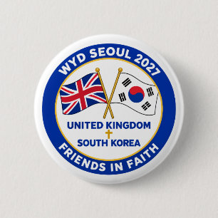 UK South Korea WYD Seoul 2027 Friendship 6 Cm Round Badge