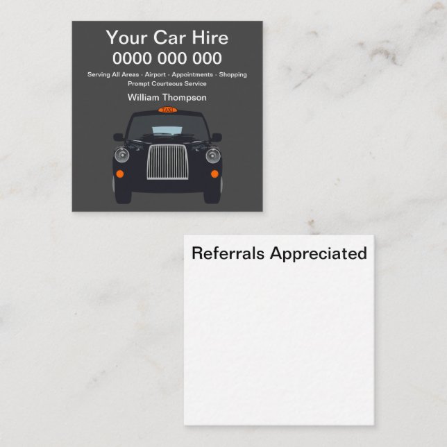UK Taxi Service Simple Business Cards (Front/Back)