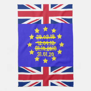 UK Union Flag EU Referendum/Brexit Tracker Tea Towel