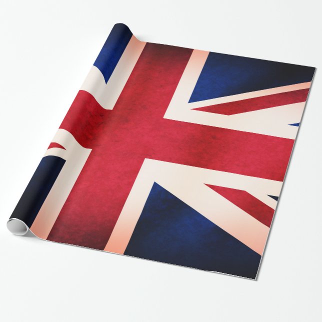 UK Union Jack British Distressed Grunge Flag Wrapping Paper (Unrolled)
