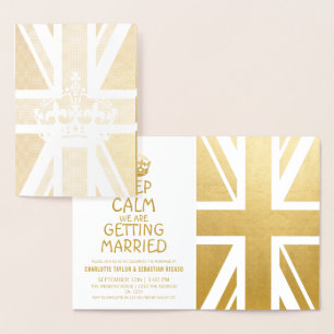 UK Union Jack British Wedding Keep Calm (Gold) Foil Card
