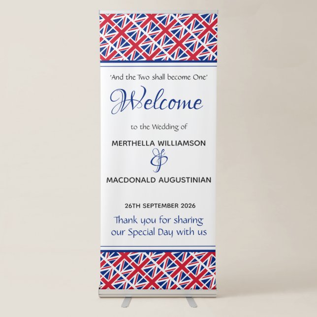 UK UNION JACK Custom Patriotic Wedding Celebration Retractable Banner (Front)