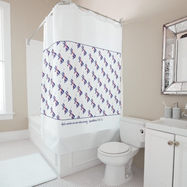 UK UNION JACK Customisable Scripture Shower Curtain (In Situ)