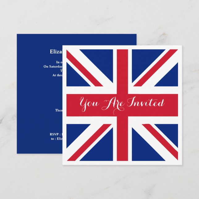 UK Union Jack Flag British Wedding Invitation (Front/Back)