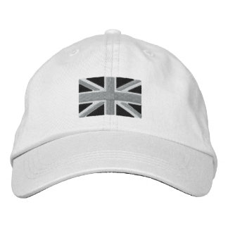 UK Union Jack Flag In Black And White Embroidered Hat