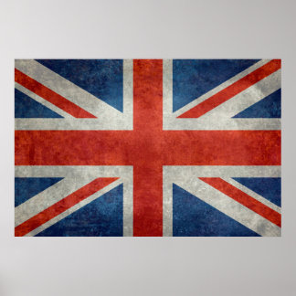 UK Union Jack Flag in retro style vintage textures Poster