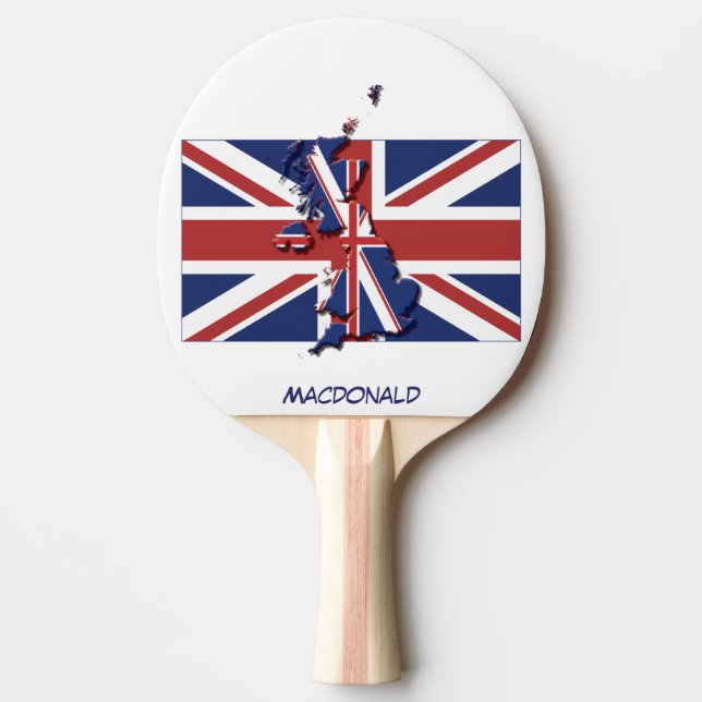 UK UNION JACK FLAG & MAP Personalised Ping Pong Paddle (Front)