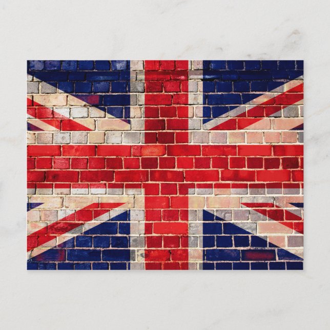 UK Union Jack flag on a brick wall Postcard (Front)
