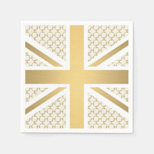 UK Union Jack Flag with Gold Equestrian Pattern Napkin