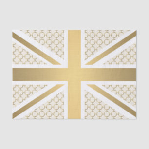 UK Union Jack Flag with Gold Equestrian Pattern Tissue Paper