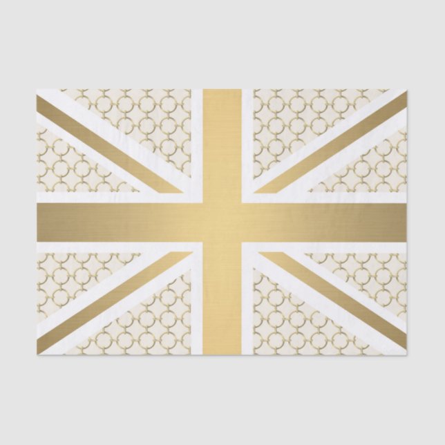 UK Union Jack Flag with Gold Equestrian Pattern Tissue Paper (Front)
