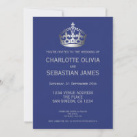 UK Union Jack Wedding Britain Blue Silver Crown