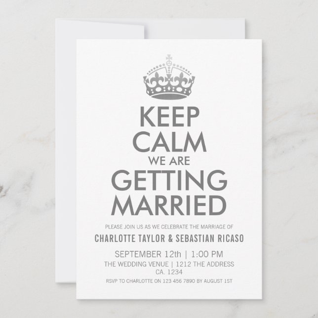 UK Union Jack Wedding Britain Silver Crown Announcement (Front)