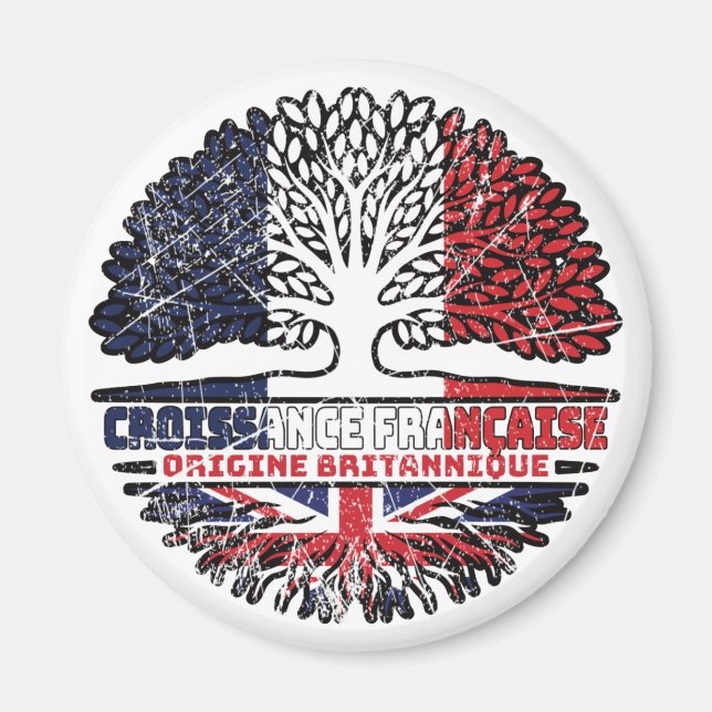 Uk United Kingdom British French France Tree Roots Magnet (Front)