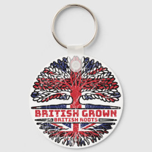 Uk United Kingdom British Tree Roots Flag Key Ring
