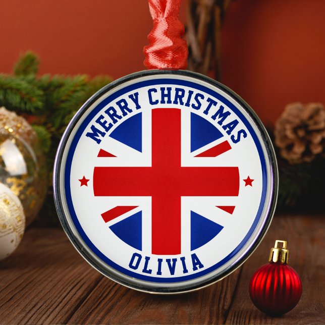 UK United Kingdom Flag London British Britain Metal Tree Decoration (UK United Kingdom Flag London British Britain Metal Ornament)