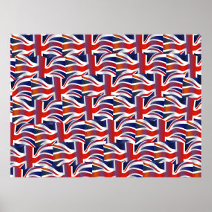 Uk Wavy Flag Wallpaper Poster