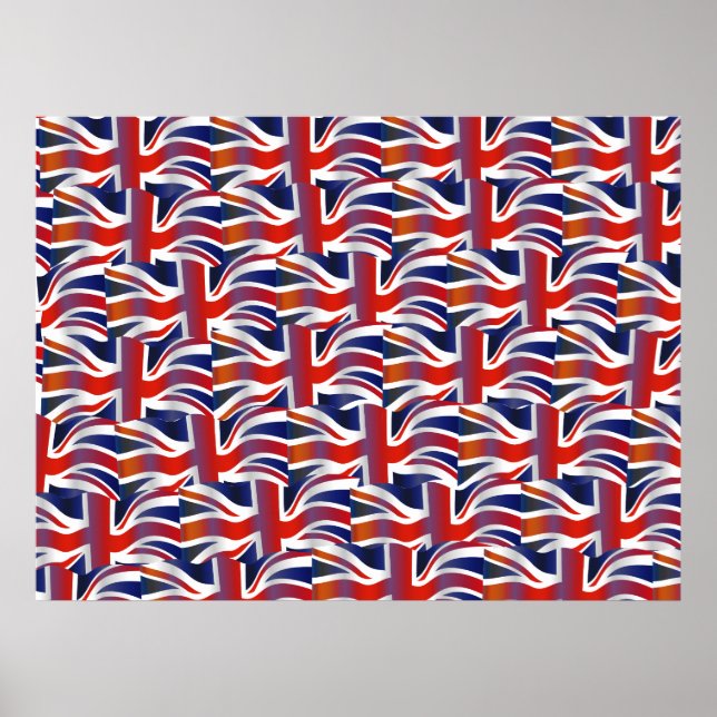 Uk Wavy Flag Wallpaper Poster (Front)