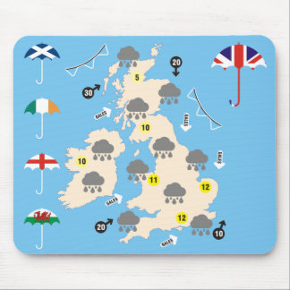 UK Weather Forecast Map Mouse Mat