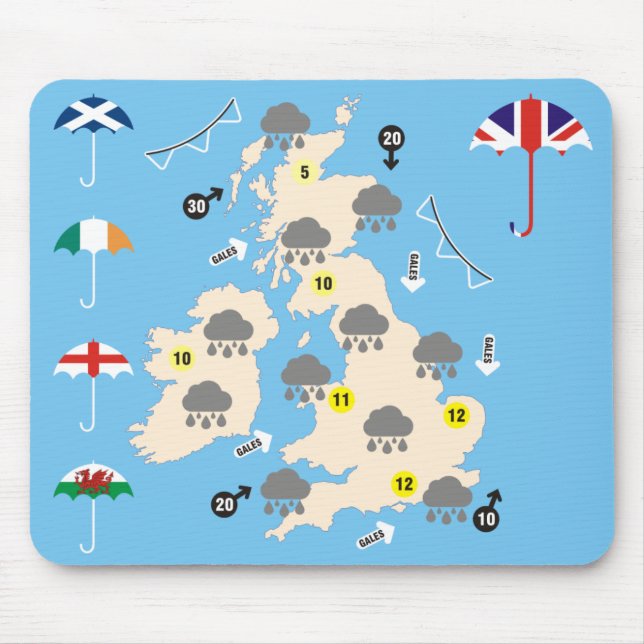 UK Weather Forecast Map Mouse Mat (Front)