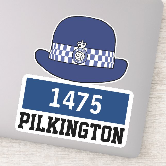 UK Woman Police Constable Hat with Name & Number  (Detail)