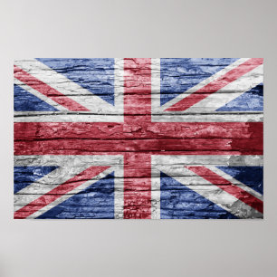 UK wood flag Poster