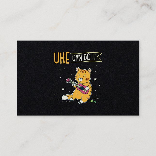 UKE Can Do It Ukulele Ukelele Cat Guitar Music Business Card (Front)