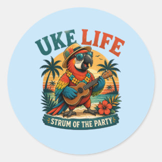 Uke Life Parrot – Island Vibes Ukulele Bird Classic Round Sticker