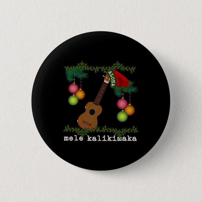 Uke Mele Kalikimaka Ukulele Christmas Songs Aloha  6 Cm Round Badge (Front)