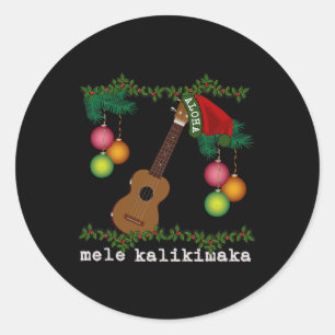 Uke Mele Kalikimaka Ukulele Christmas Songs Aloha Classic Round Sticker