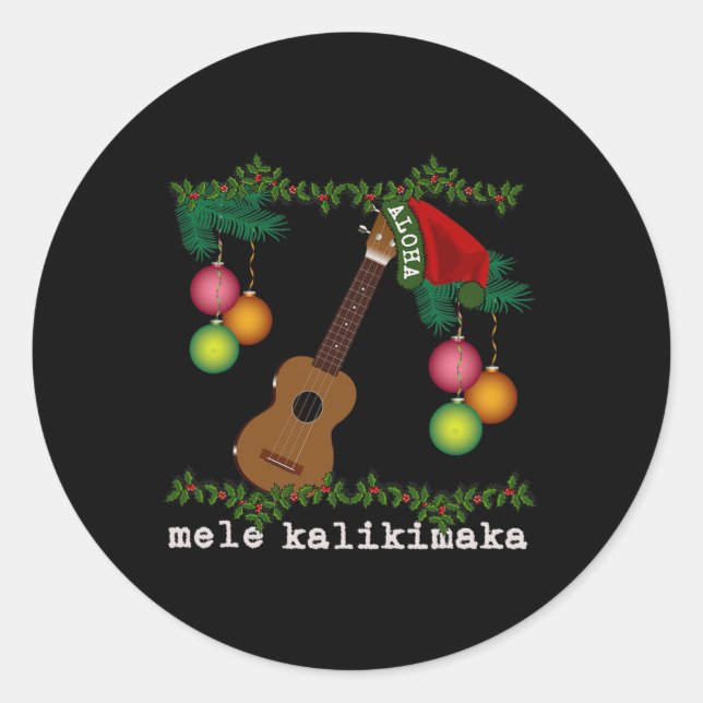 Uke Mele Kalikimaka Ukulele Christmas Songs Aloha  Classic Round Sticker (Front)