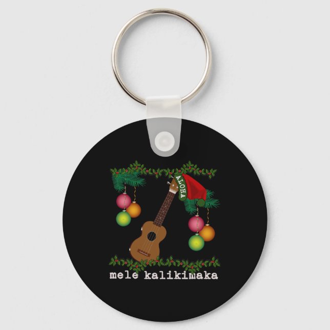 Uke Mele Kalikimaka Ukulele Christmas Songs Aloha  Key Ring (Front)