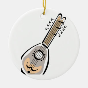 Ukelele, eight string, graphic image design ceramic tree decoration