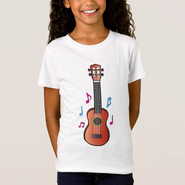 Ukelele with Notes in Colour T-Shirt (Front)