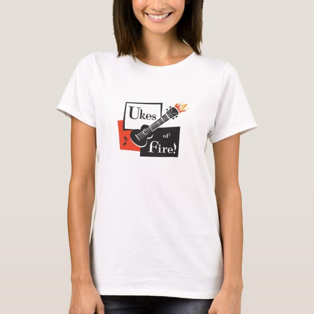 Ukes of Fire!, Ladies Ringer T T-Shirt (Front)