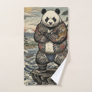 Ukiyo-e Art – Panda Japanese tattoo style- Hand Towel