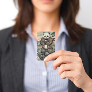 Ukiyo-e Art – Panda Japanese tattoo style- ID Badge
