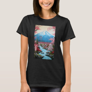 Ukiyo-e Cherry Blossom Mount Fuji Serenity Japanes T-Shirt