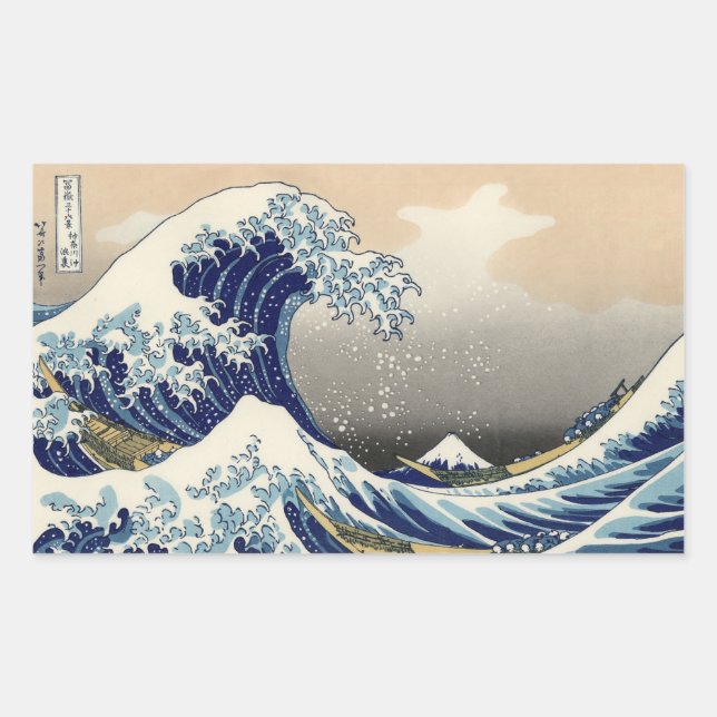 UKIYO-E ~HOKUSAI  葛飾北斎    「富嶽三十六景 神奈川沖浪裏」 RECTANGULAR STICKER (Front)