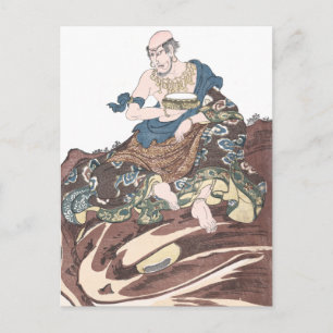 Ukiyo-e Immortal Buddhist Monk on a Toads Head Postcard