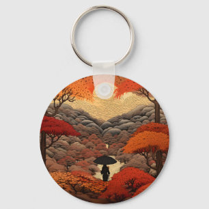 Ukiyo-e Japan autumn Key Ring