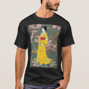 Ukiyo e Japanese Art   Woman Floating on Lotus Flo T-Shirt