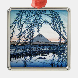 Ukiyo-e Mt. Fuji Japan Metal Tree Decoration